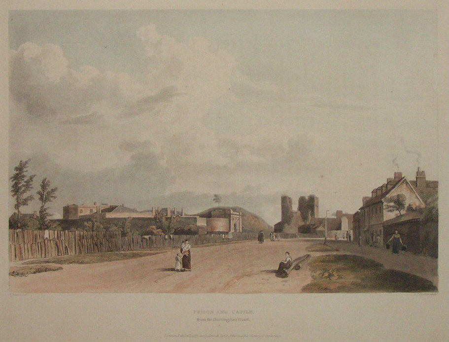 Aquatint - Prison and Castle from the Huntingdon Road - Stadler